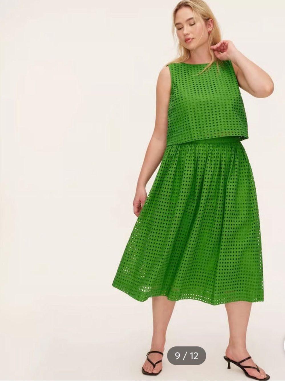 kate spade & Target Bright Green Eyelet Midi Skirt & top Set - Picture 1 of 7